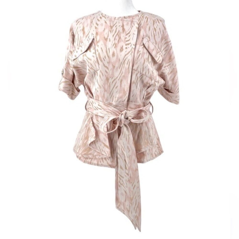 NWT Badgley Mischka Evening Jacket in Pink Multicolor Animal‎ Print / Size US 2